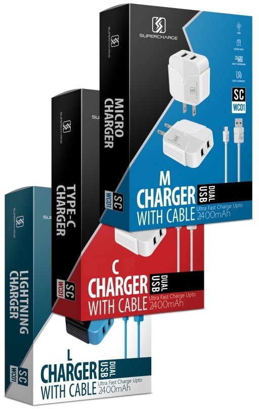 S460 SuperCharge Dual USB Wall Charger with Cable Ultrafast [SC-WC01]