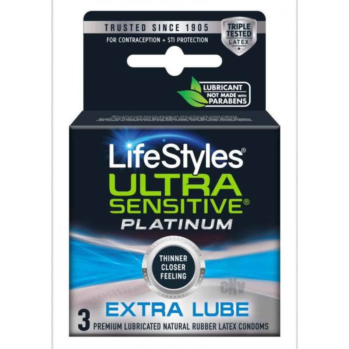 S1714 Lifestyles Premium Condom Ultra Sensitive Platinum EXTRA LUBE 3ct x 6's (#23007)