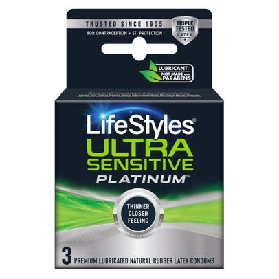 S1715 Lifestyles Premium Condom Ultra Sensitive Platinum  3ct x 6's (#20210)