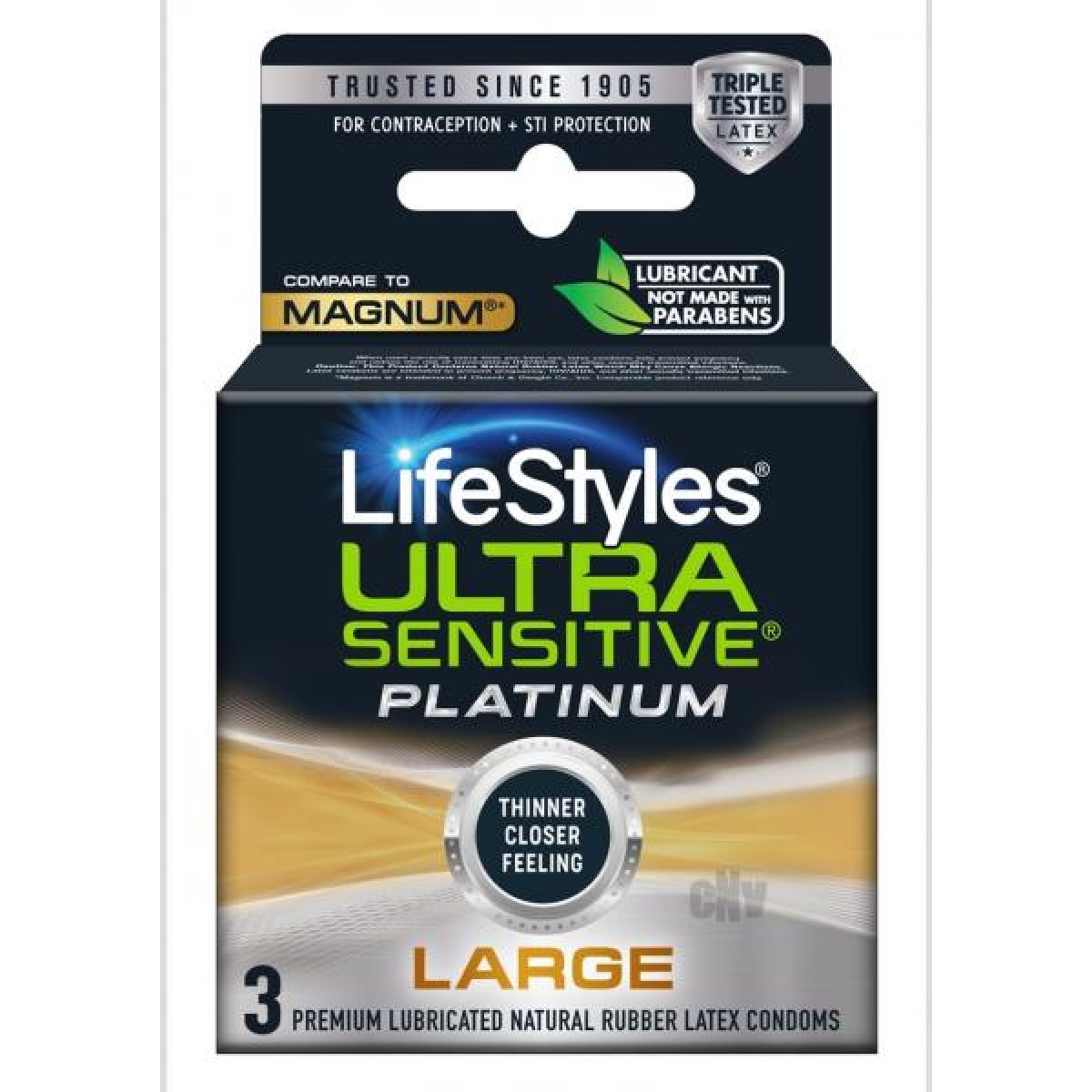 S1717 Lifestyles Premium Condom Ultra Sensitive Platinum LARGE 3ct x 6's (#230081)