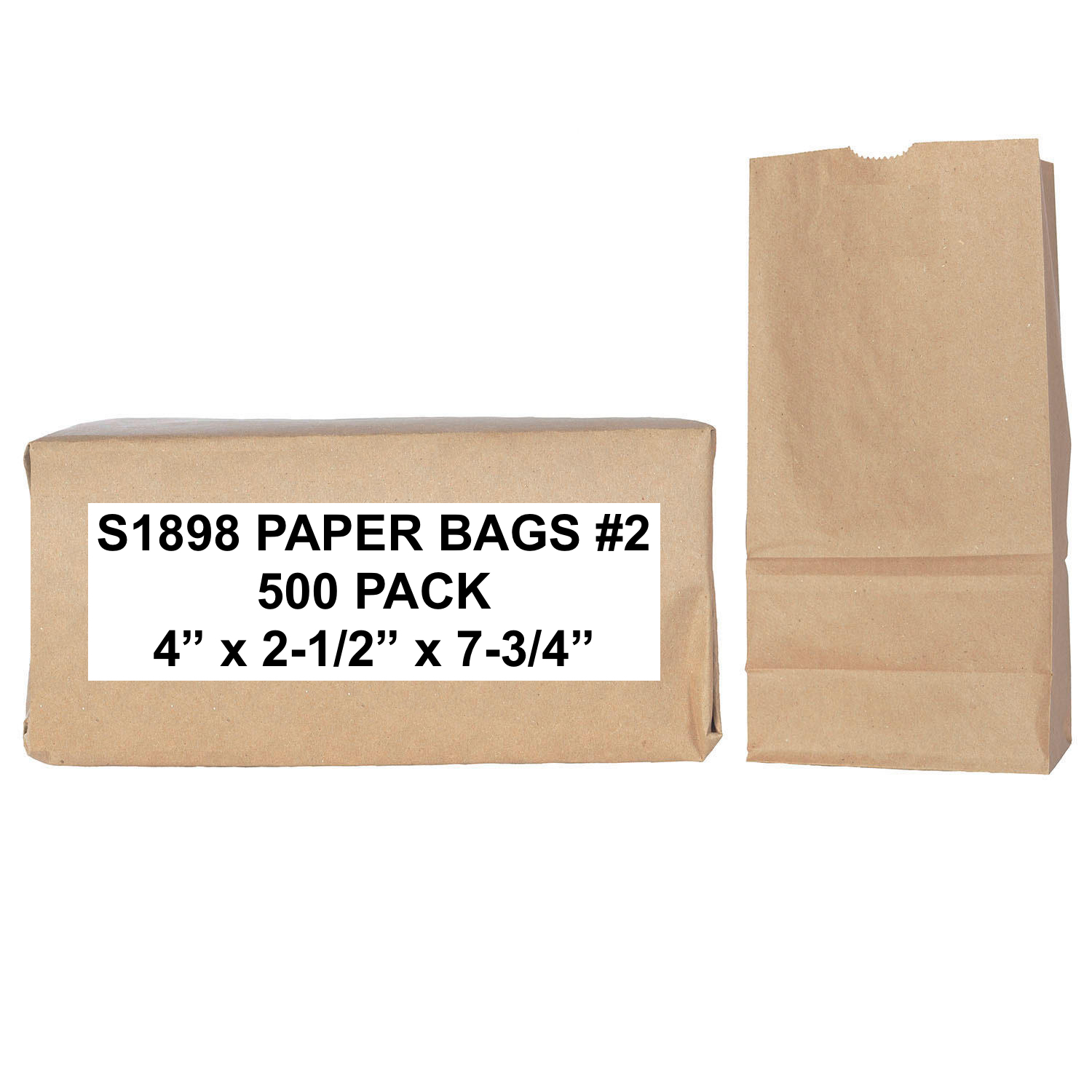 S1898 Brown Paper Bags, Standard Grade, 500 Bags #2