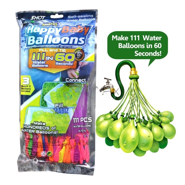 S2589 Happy Baby Water Balloons Party Set, 111 pcs - NO RETURN